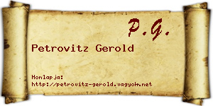 Petrovitz Gerold névjegykártya